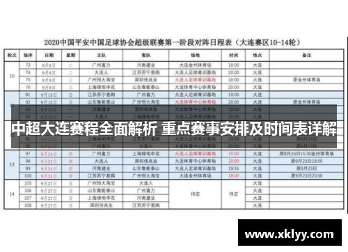 中超大连赛程全面解析 重点赛事安排及时间表详解